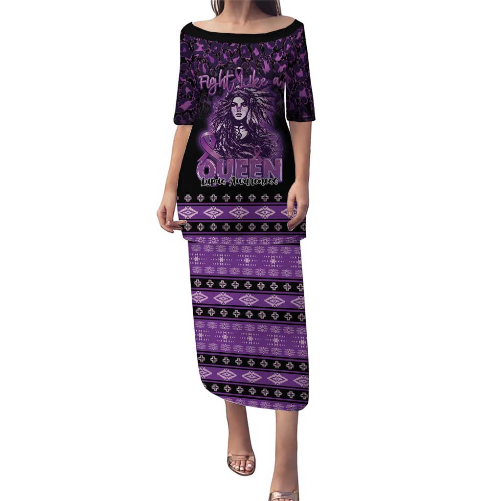 Personalized Native American Lupus Girl Puletasi Fight Like a Queen