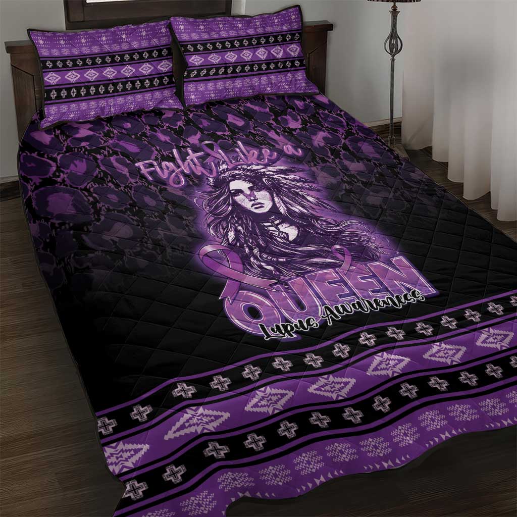 Native American Lupus Girl Quilt Bed Set Fight Like a Queen