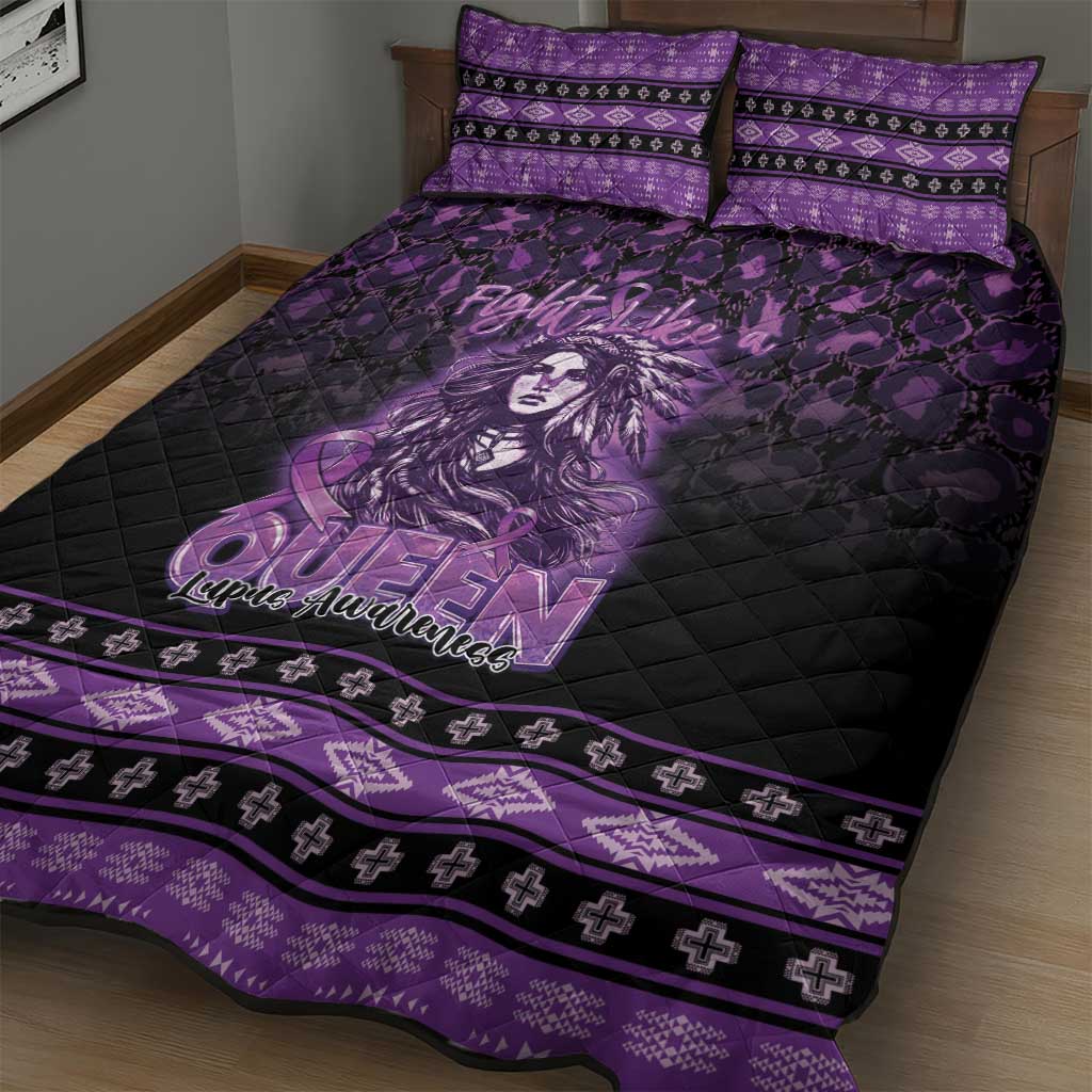 Native American Lupus Girl Quilt Bed Set Fight Like a Queen