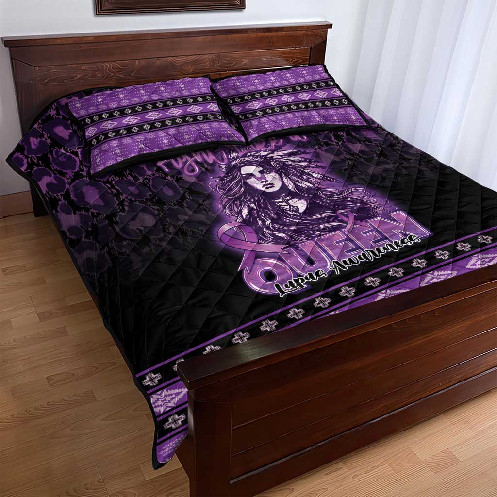 Native American Lupus Girl Quilt Bed Set Fight Like a Queen