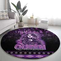 Native American Lupus Girl Round Carpet Fight Like a Queen