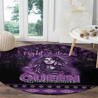 Native American Lupus Girl Round Carpet Fight Like a Queen