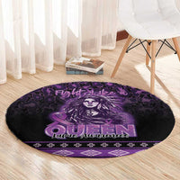 Native American Lupus Girl Round Carpet Fight Like a Queen