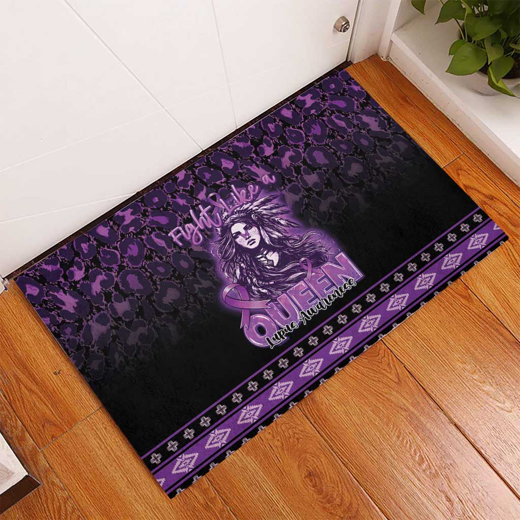 Native American Lupus Girl Rubber Doormat Fight Like a Queen