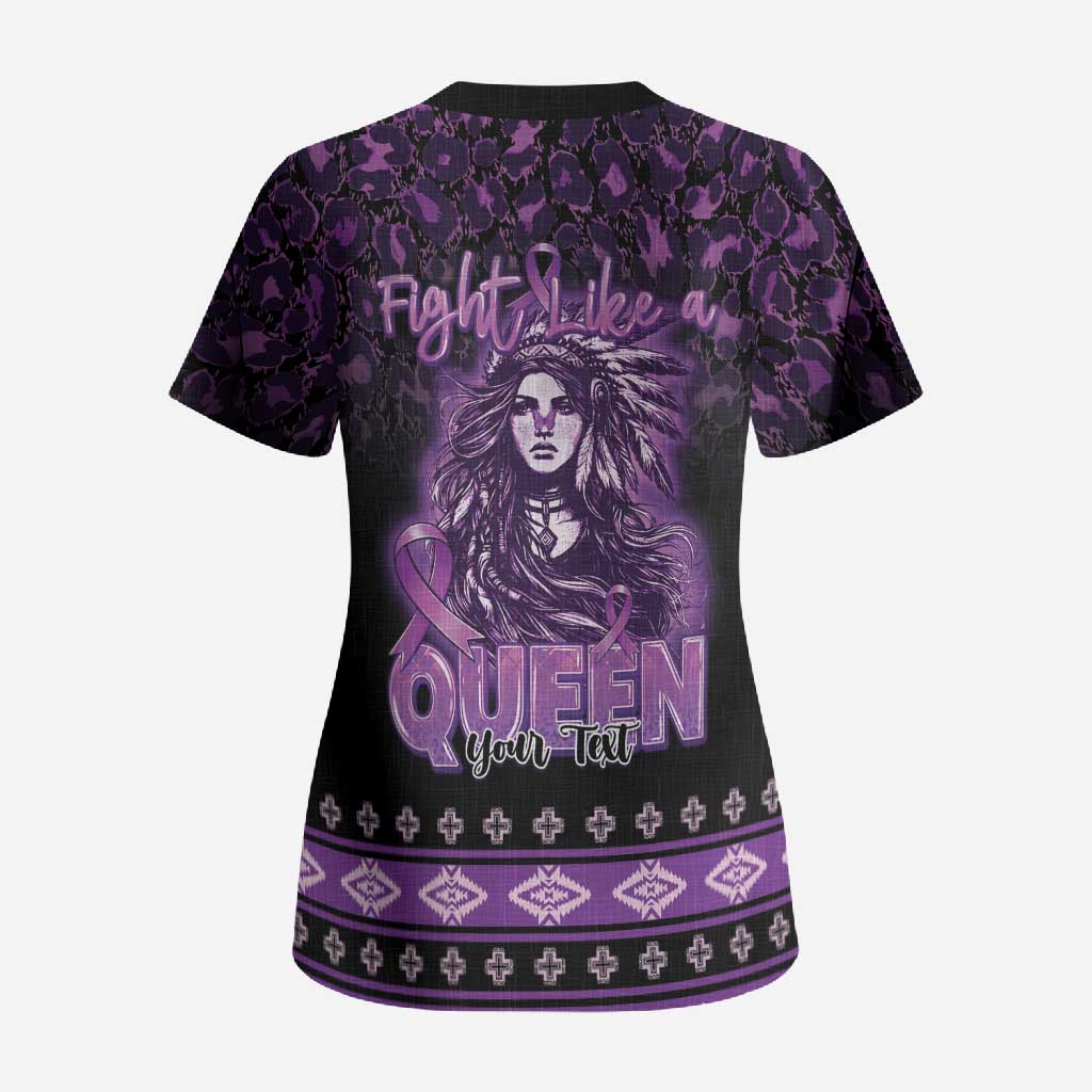Personalized Native American Lupus Girl Scrub Top Fight Like a Queen