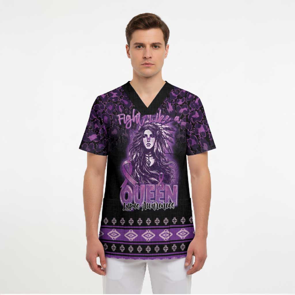 Personalized Native American Lupus Girl Scrub Top Fight Like a Queen