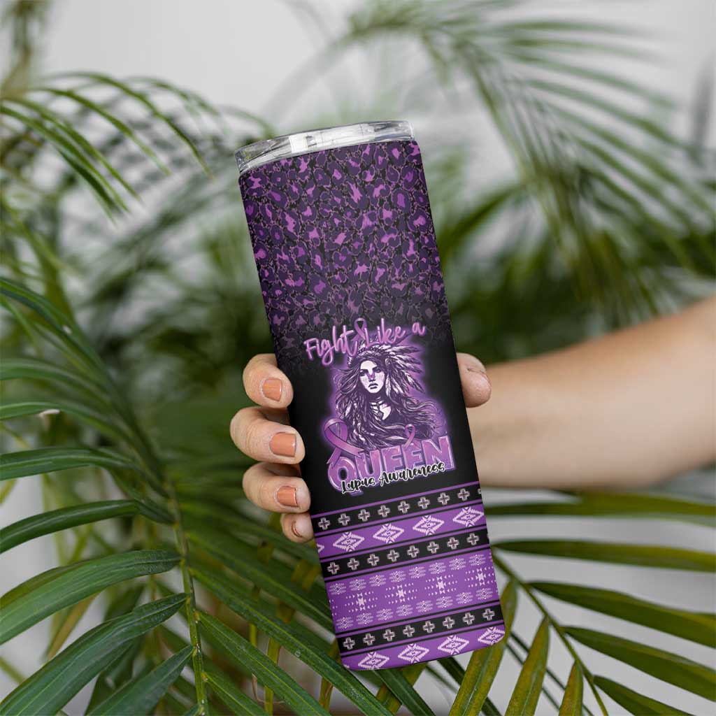 Personalized Native American Lupus Girl Skinny Tumbler Fight Like a Queen