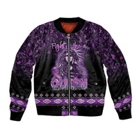 Personalized Native American Lupus Girl Sleeve Zip Bomber Jacket Fight Like a Queen