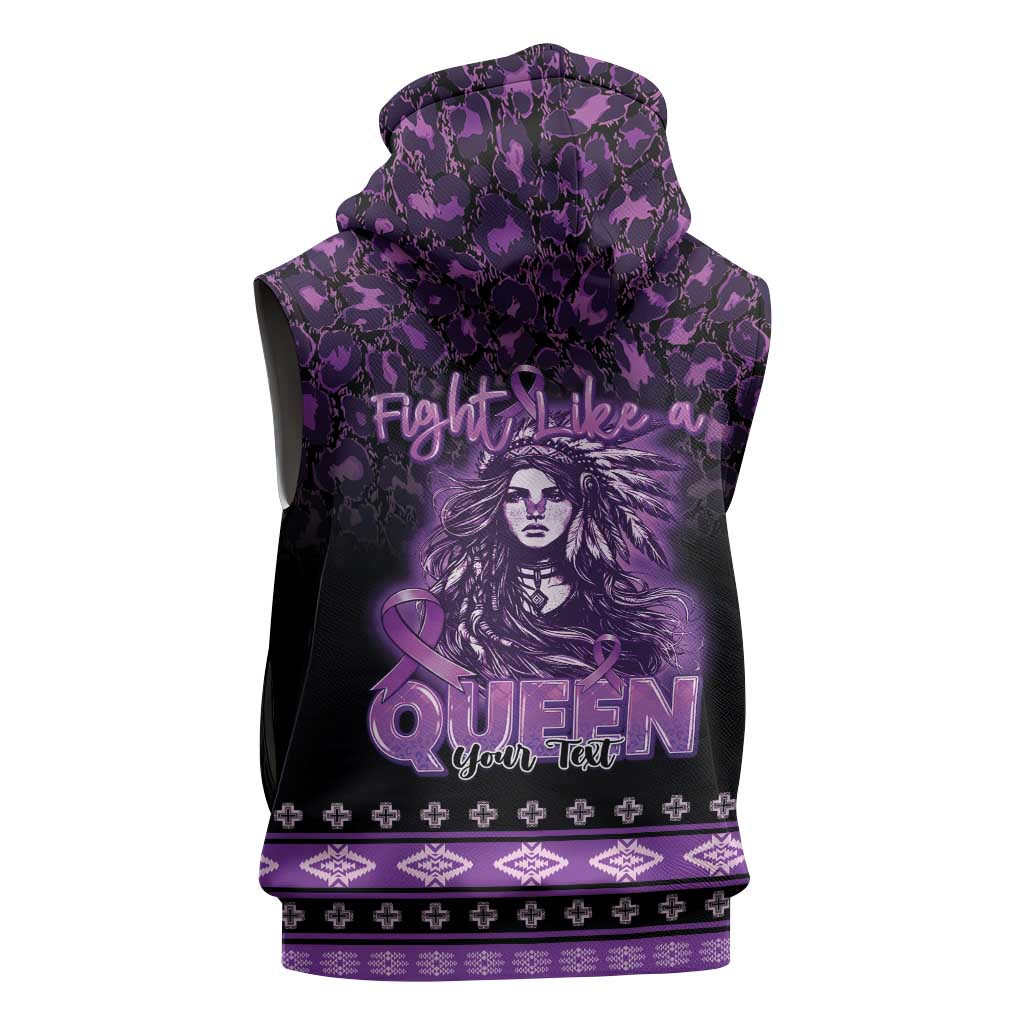Personalized Native American Lupus Girl Sleeveless Hoodie Fight Like a Queen