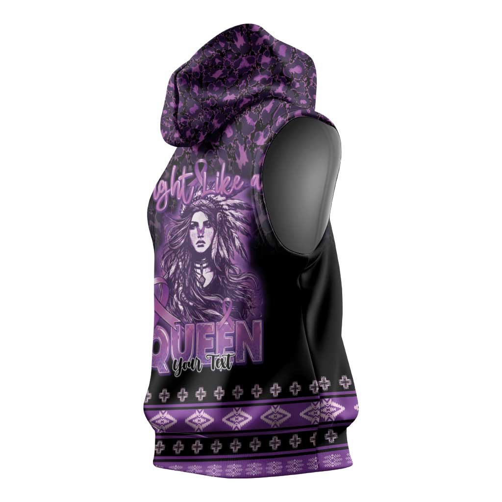 Personalized Native American Lupus Girl Sleeveless Hoodie Fight Like a Queen