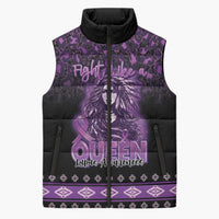 Personalized Native American Lupus Girl Sleeveless Puffer Jacket Fight Like a Queen