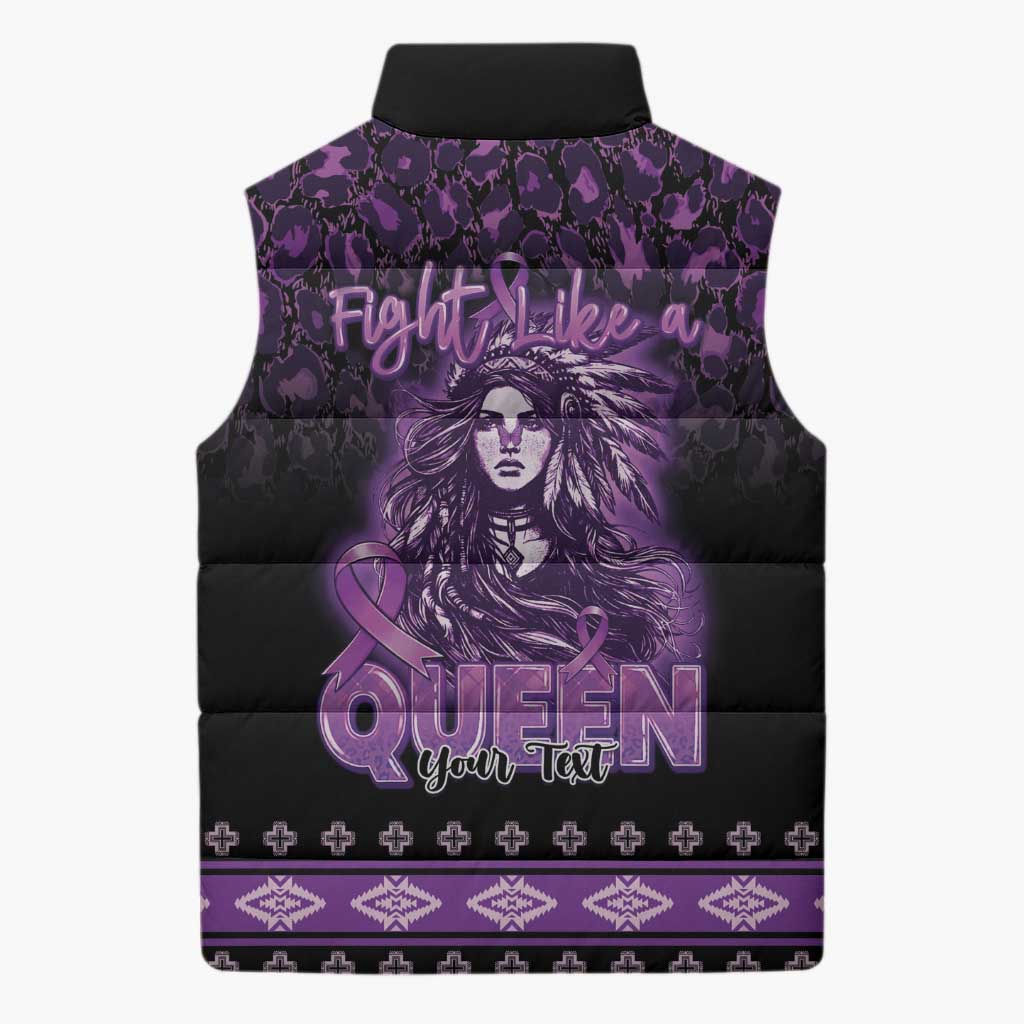 Personalized Native American Lupus Girl Sleeveless Puffer Jacket Fight Like a Queen