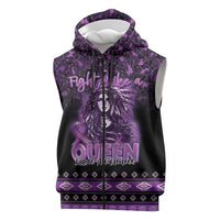 Personalized Native American Lupus Girl Sleeveless Zip Hoodie Fight Like a Queen