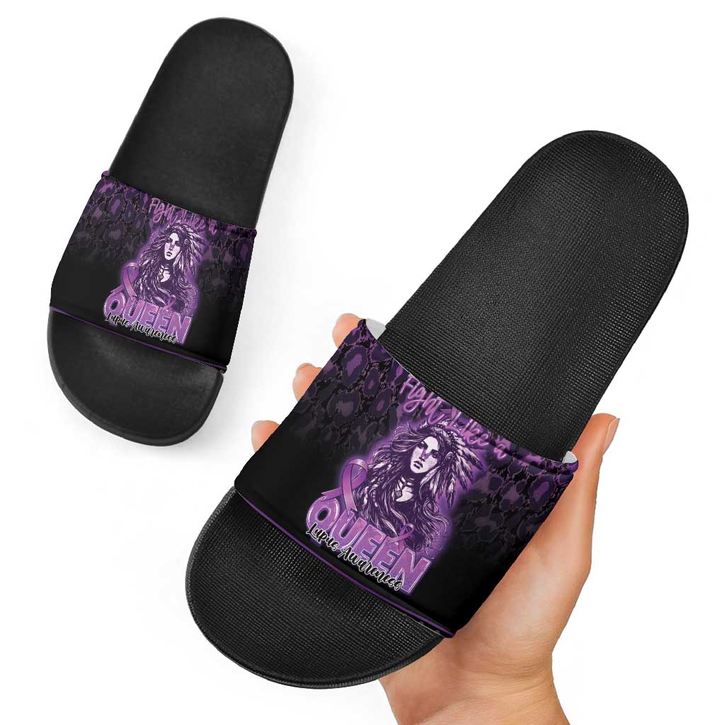 Native American Lupus Girl Slide Sandals Fight Like a Queen