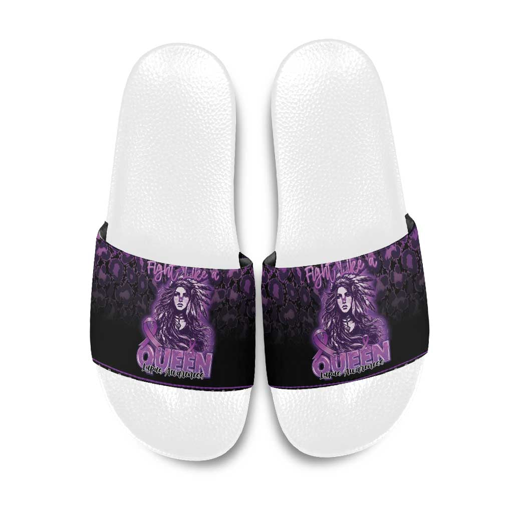 Native American Lupus Girl Slide Sandals Fight Like a Queen