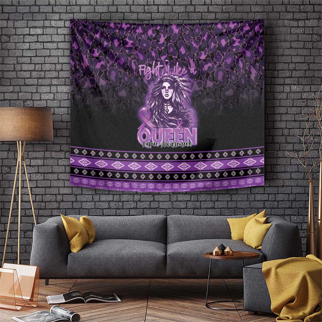 Native American Lupus Girl Tapestry Fight Like a Queen