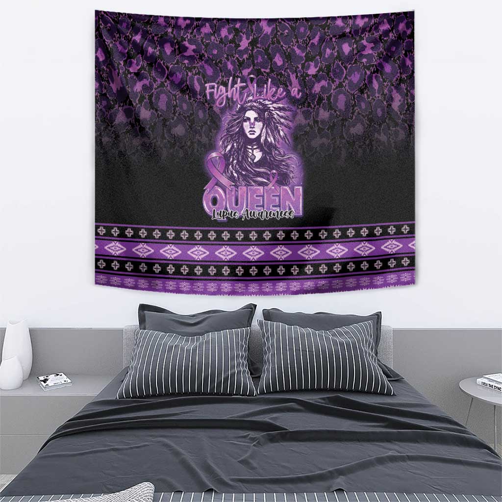 Native American Lupus Girl Tapestry Fight Like a Queen