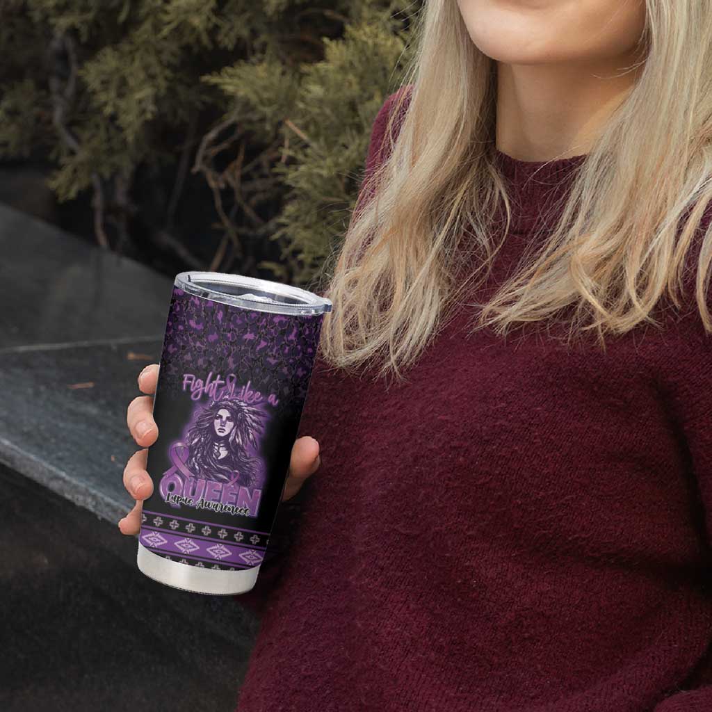 Personalized Native American Lupus Girl Tumbler Cup Fight Like a Queen