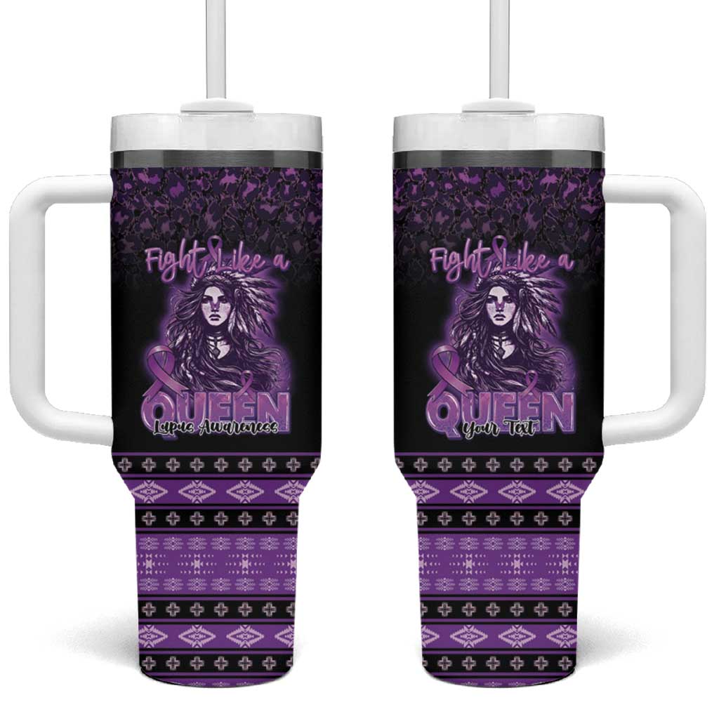 Personalized Native American Lupus Girl Tumbler With Handle Fight Like a Queen