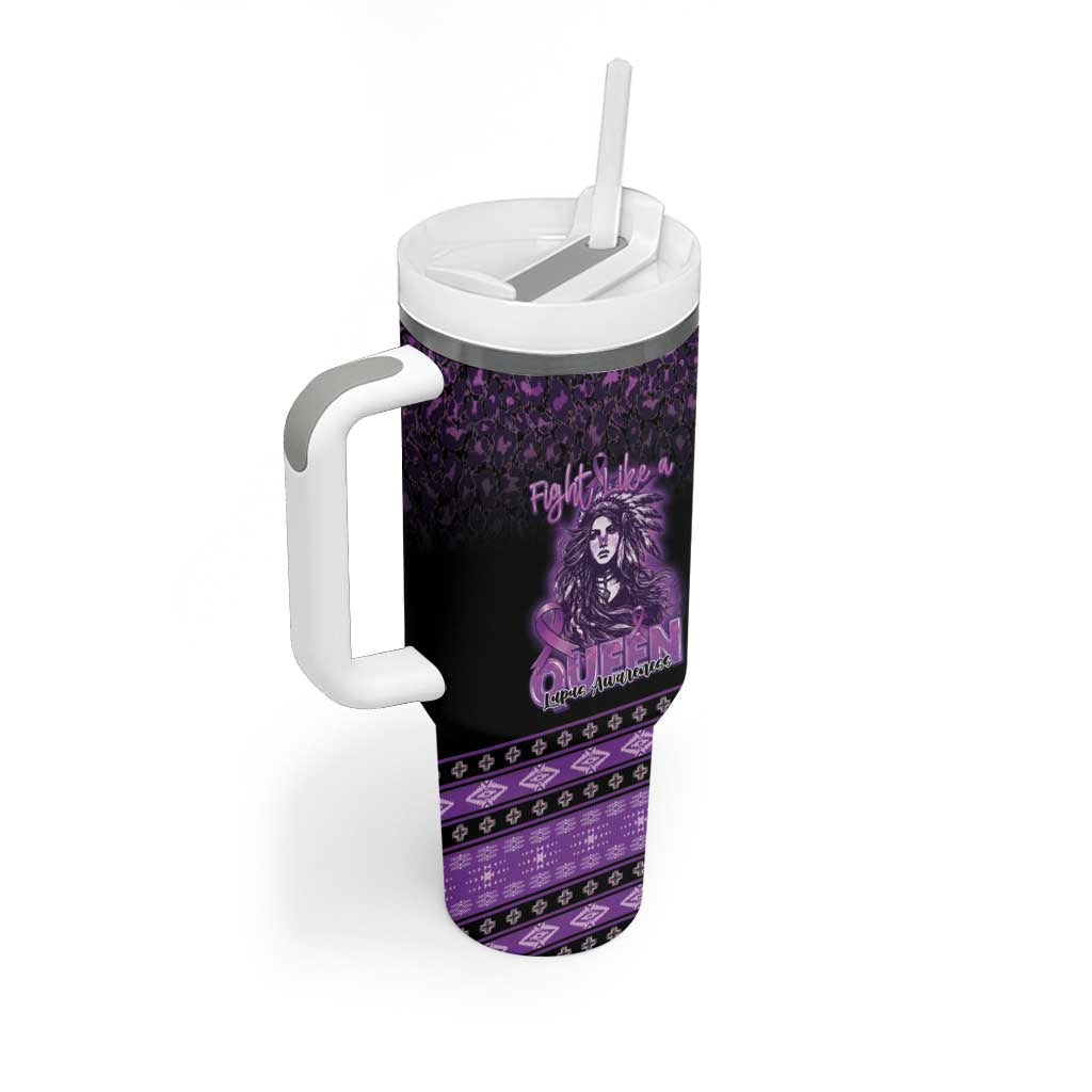 Personalized Native American Lupus Girl Tumbler With Handle Fight Like a Queen