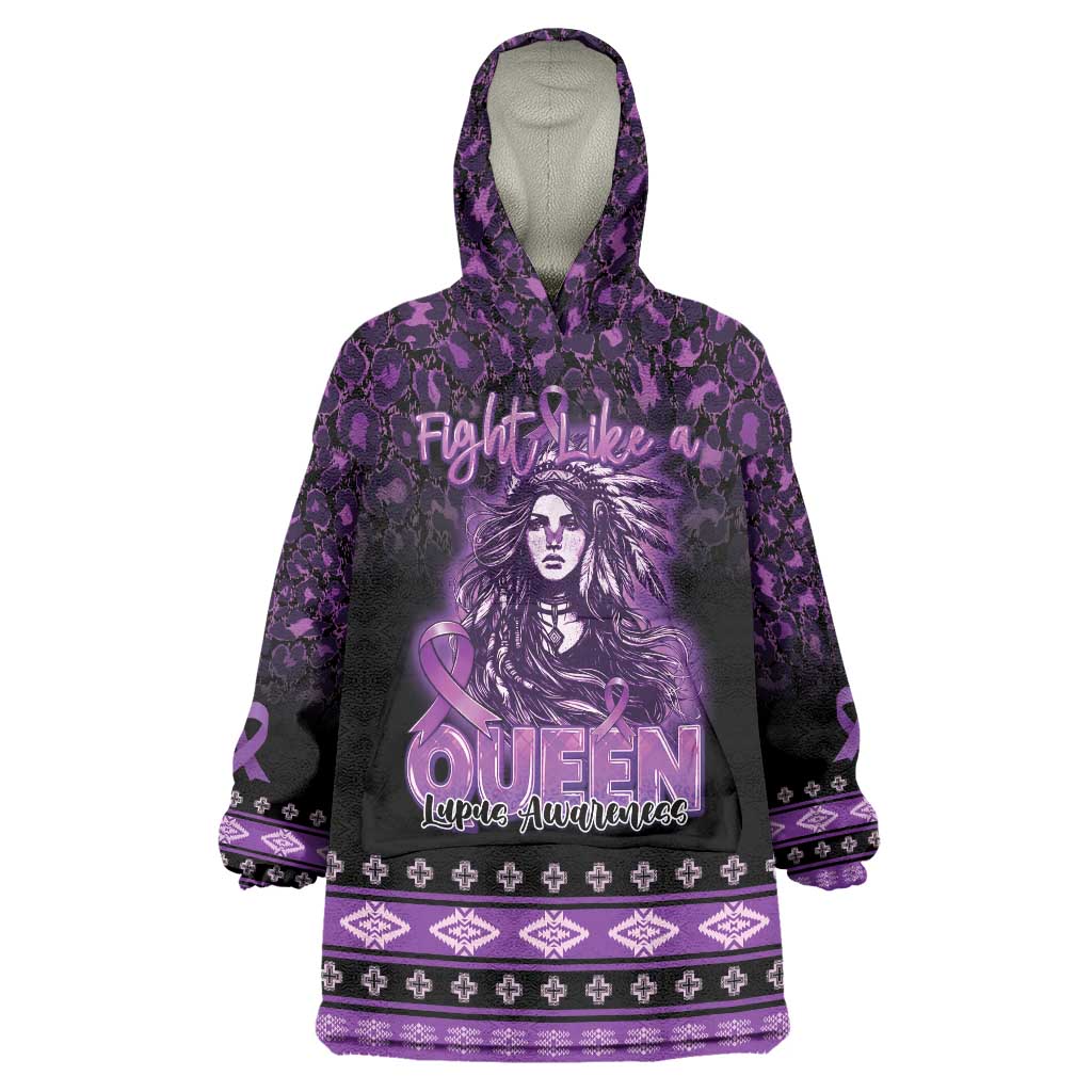 Personalized Native American Lupus Girl Wearable Blanket Hoodie Fight Like a Queen