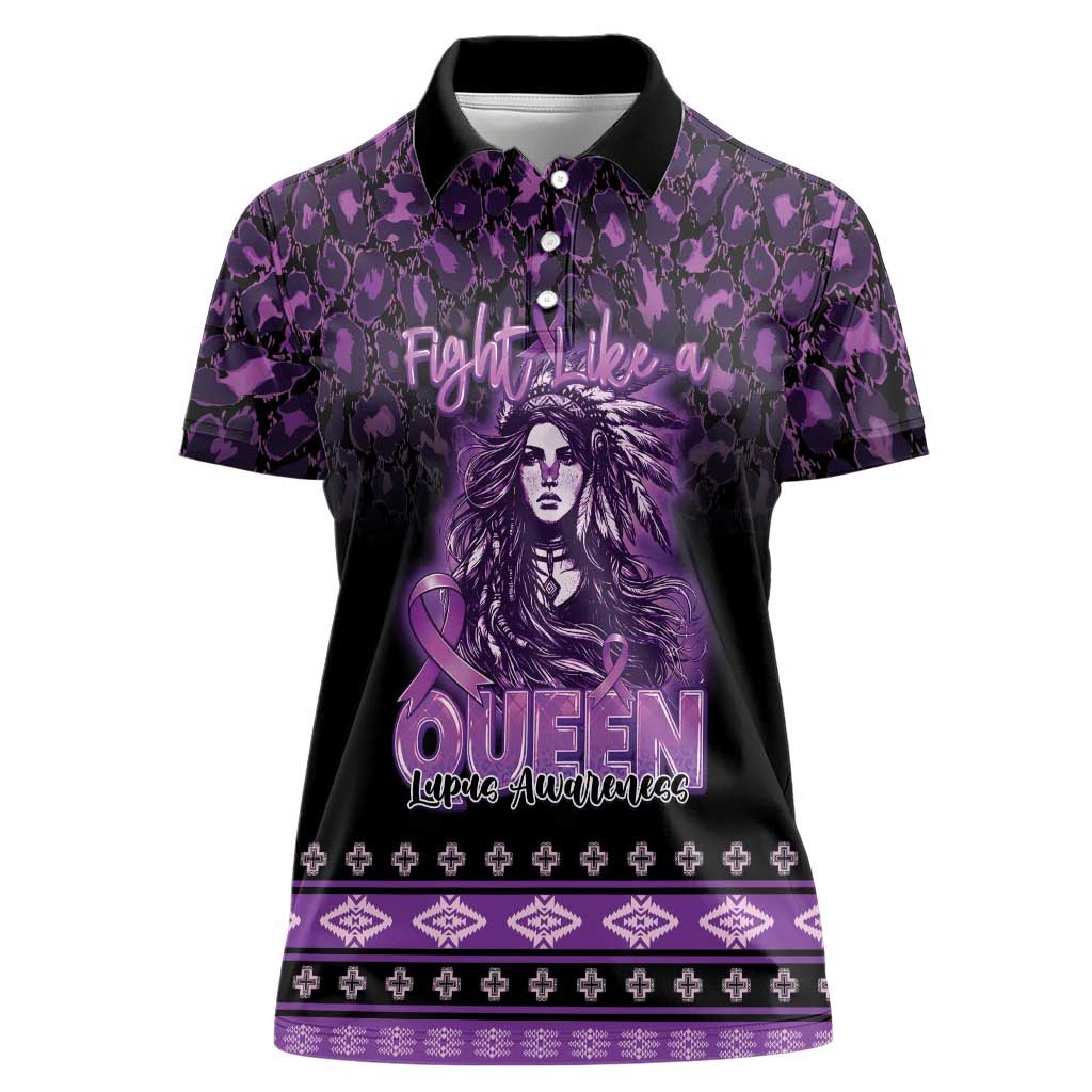Personalized Native American Lupus Girl Women Polo Shirt Fight Like a Queen