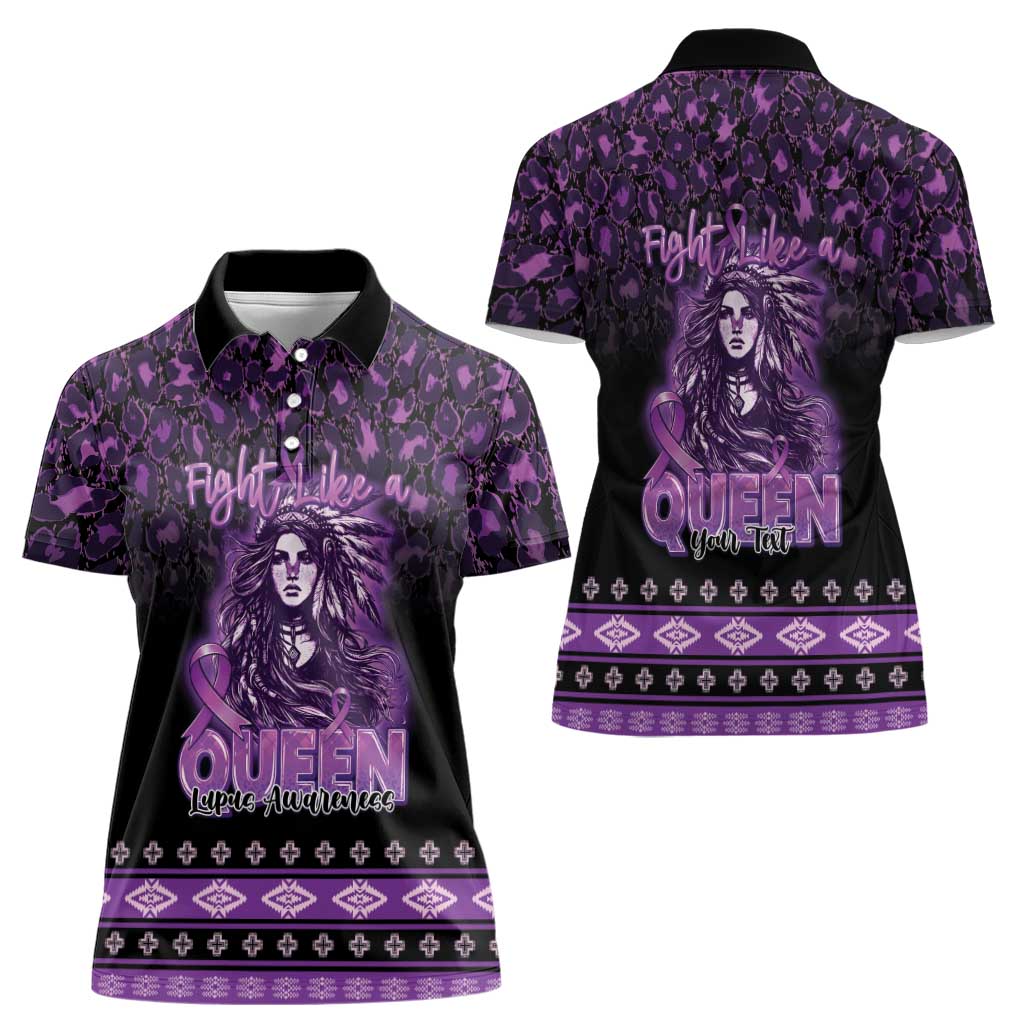 Personalized Native American Lupus Girl Women Polo Shirt Fight Like a Queen