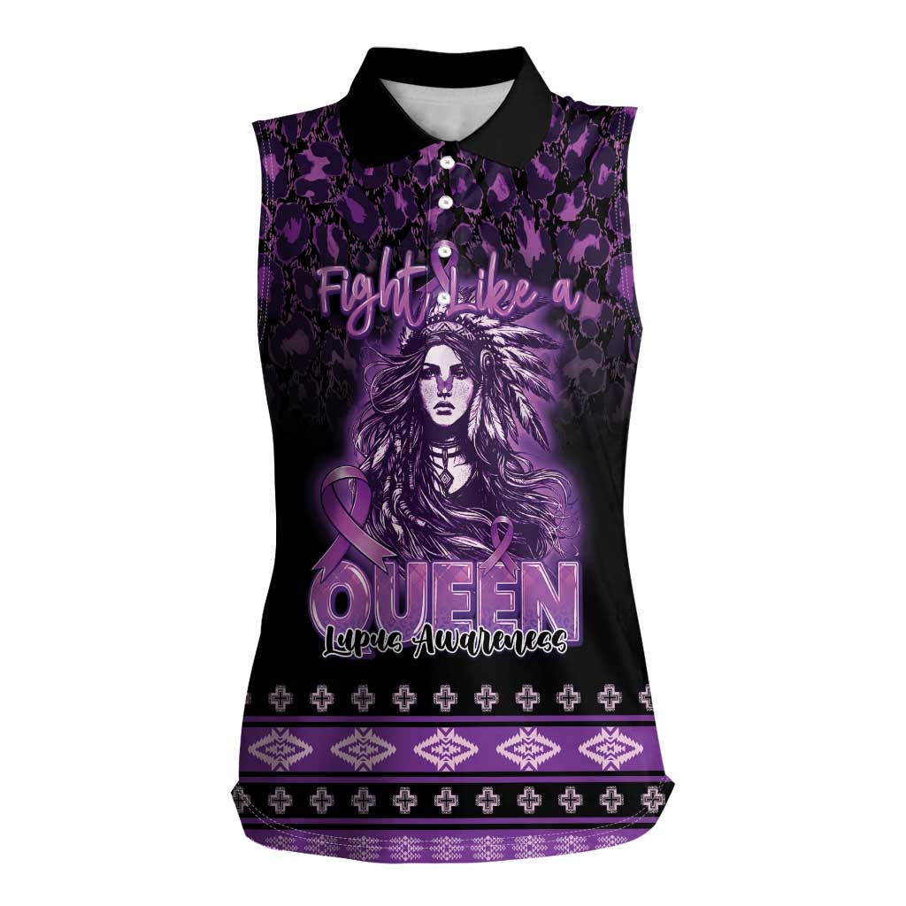 Personalized Native American Lupus Girl Women Sleeveless Polo Shirt Fight Like a Queen