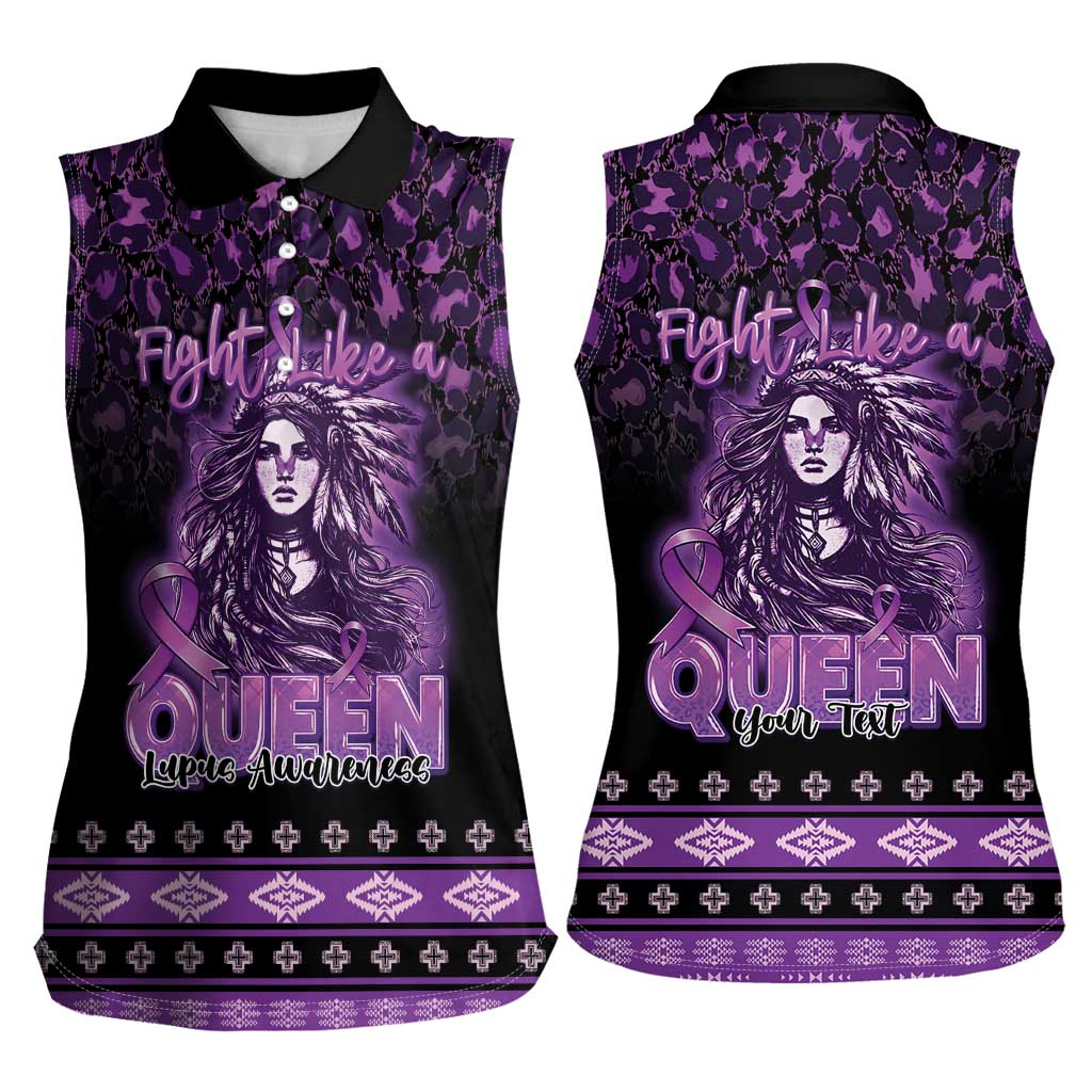 Personalized Native American Lupus Girl Women Sleeveless Polo Shirt Fight Like a Queen