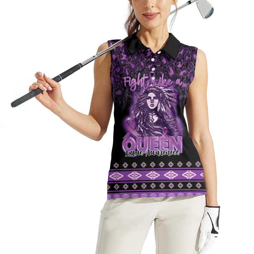 Personalized Native American Lupus Girl Women Sleeveless Polo Shirt Fight Like a Queen