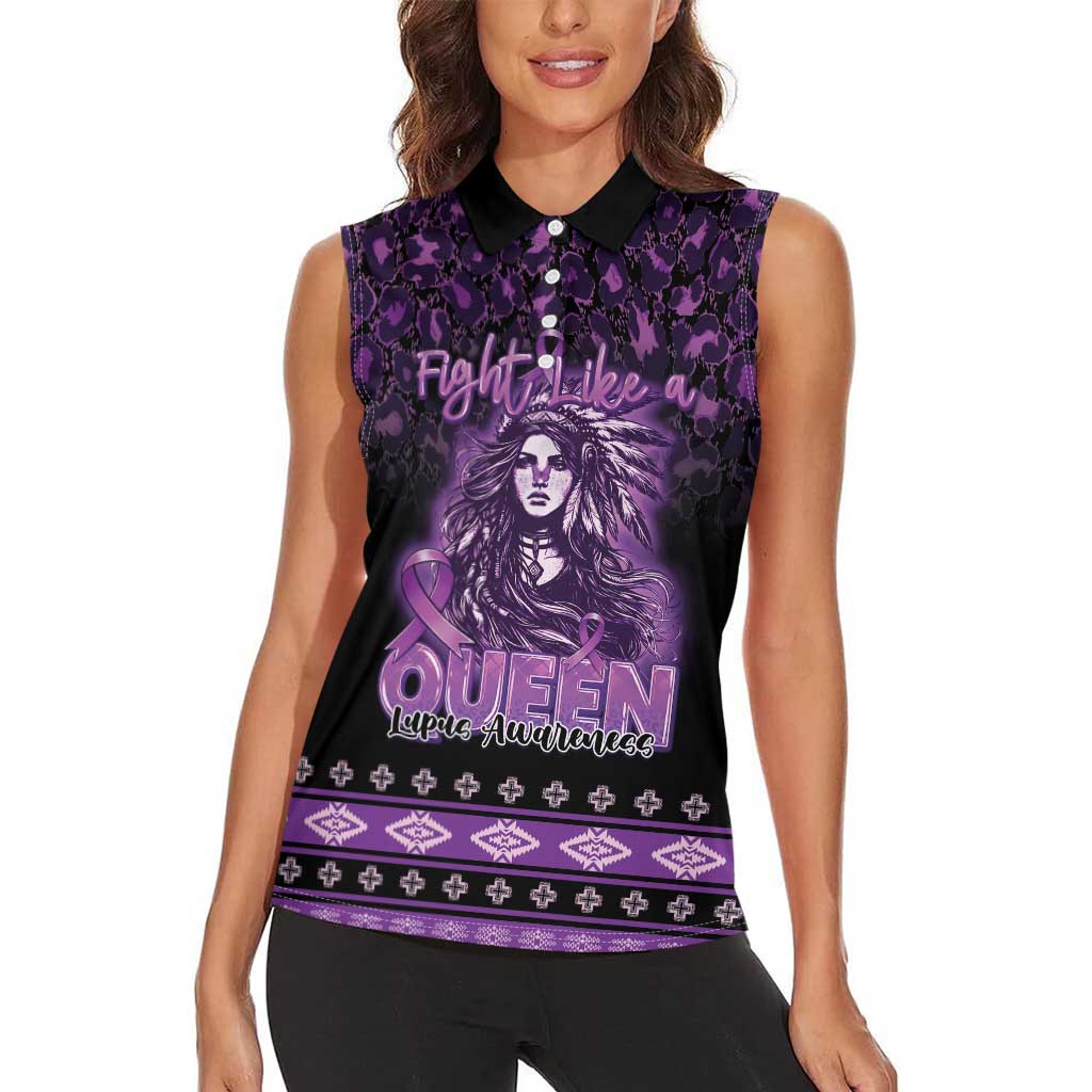 Personalized Native American Lupus Girl Women Sleeveless Polo Shirt Fight Like a Queen