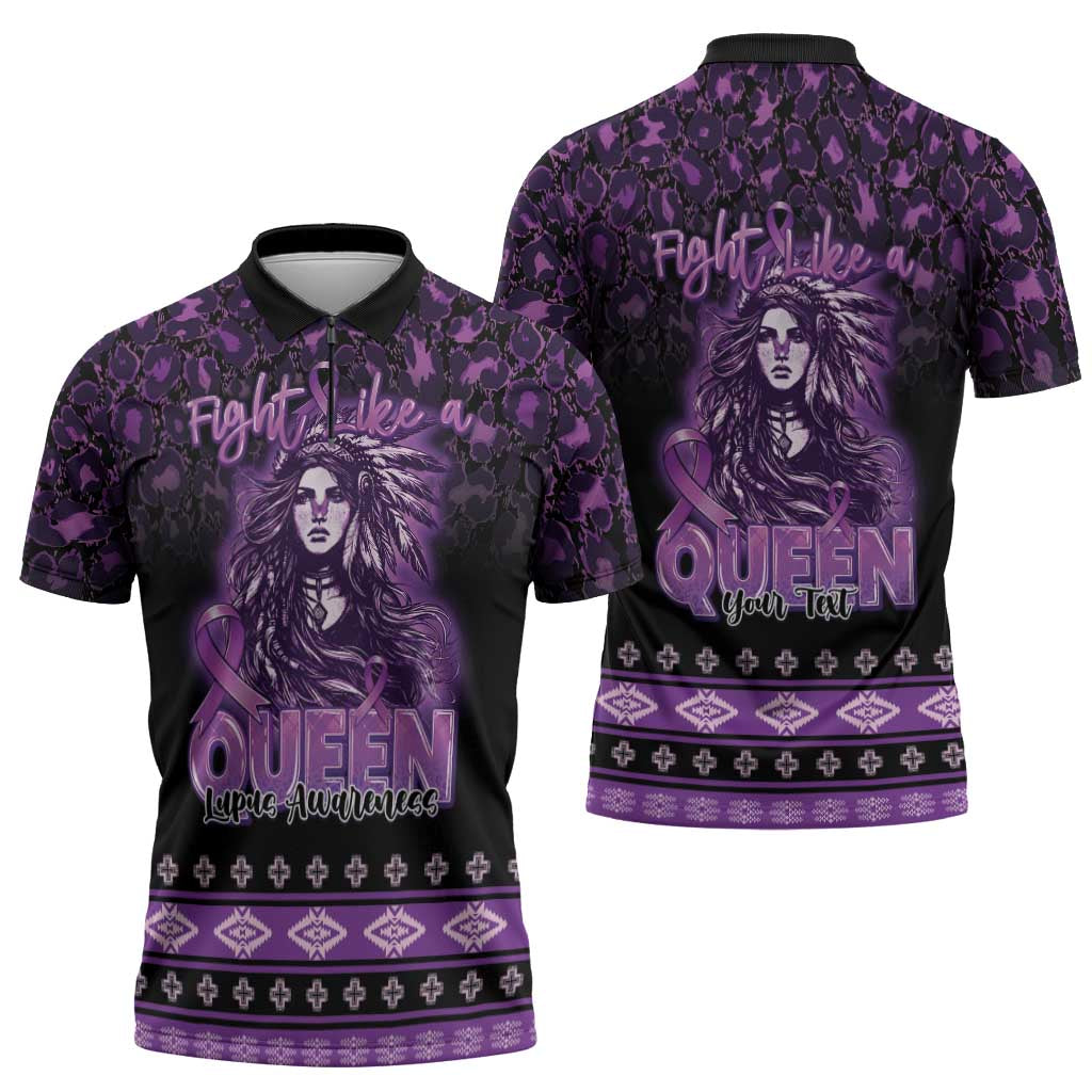 Personalized Native American Lupus Girl Zipper Polo Shirt Fight Like a Queen