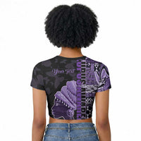 Personalized African Lady Lupus Awareness Raglan Cropped T shirt Fight Support Cure
