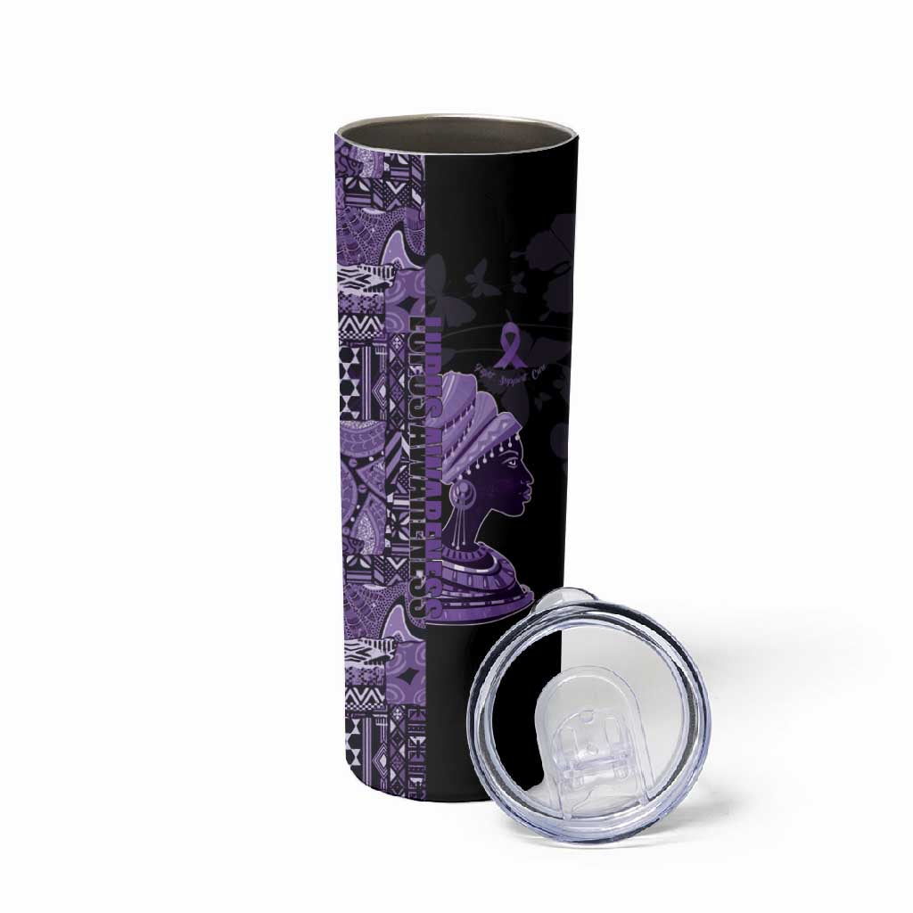 Personalized African Lady Lupus Awareness Skinny Tumbler Fight Support Cure