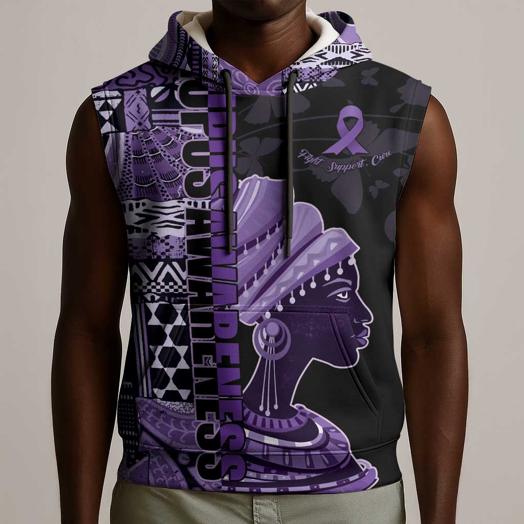 Personalized African Lady Lupus Awareness Sleeveless Hoodie Fight Support Cure