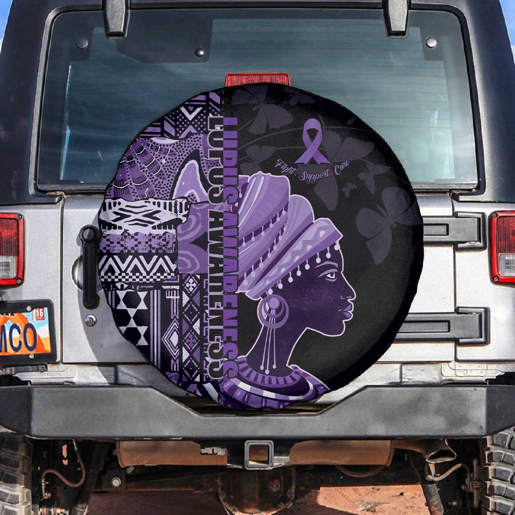 African Lady Lupus Awareness Spare Tire Cover Fight Support Cure
