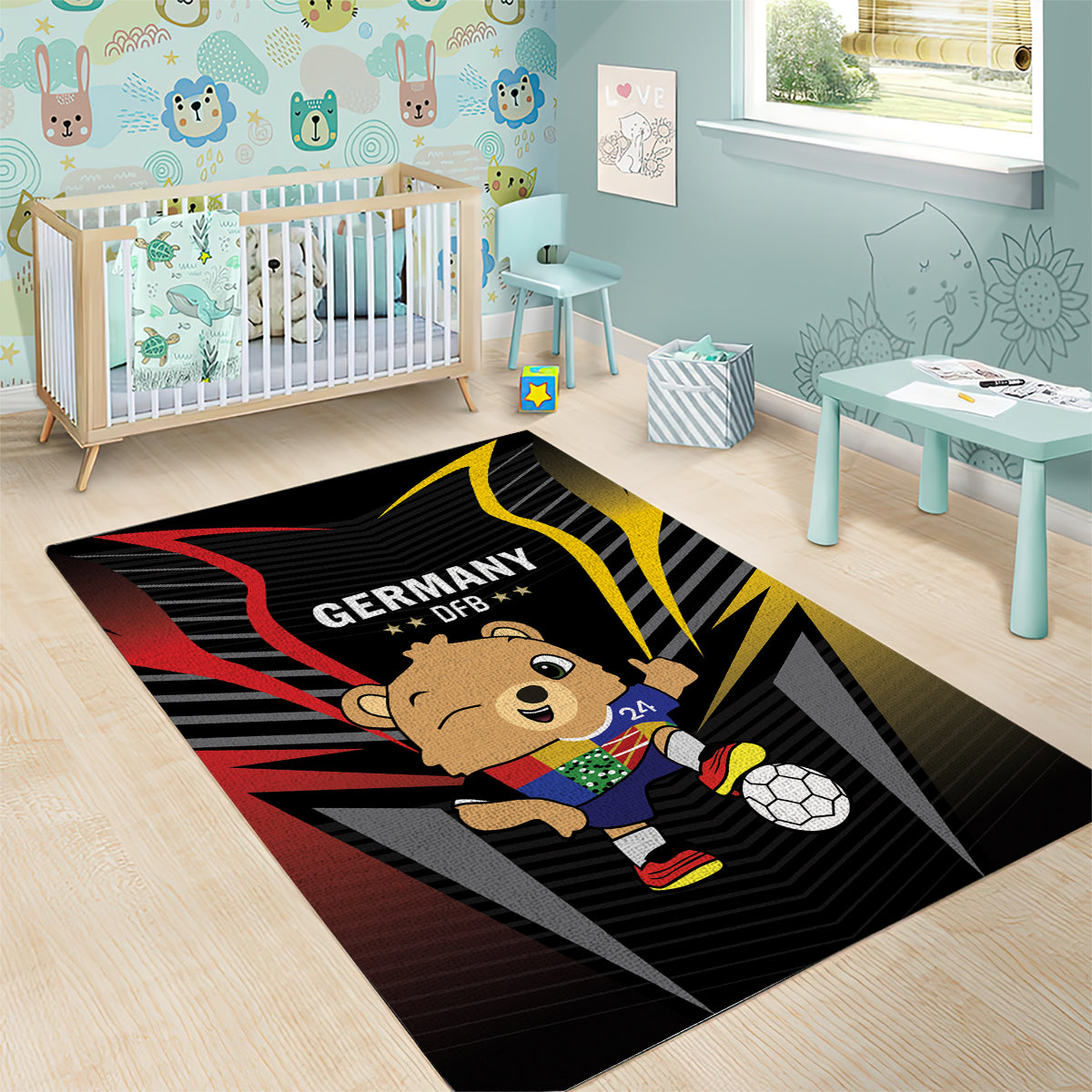 Germany 2024 Football Area Rug DFB Team Black Version - Wonder Print Shop