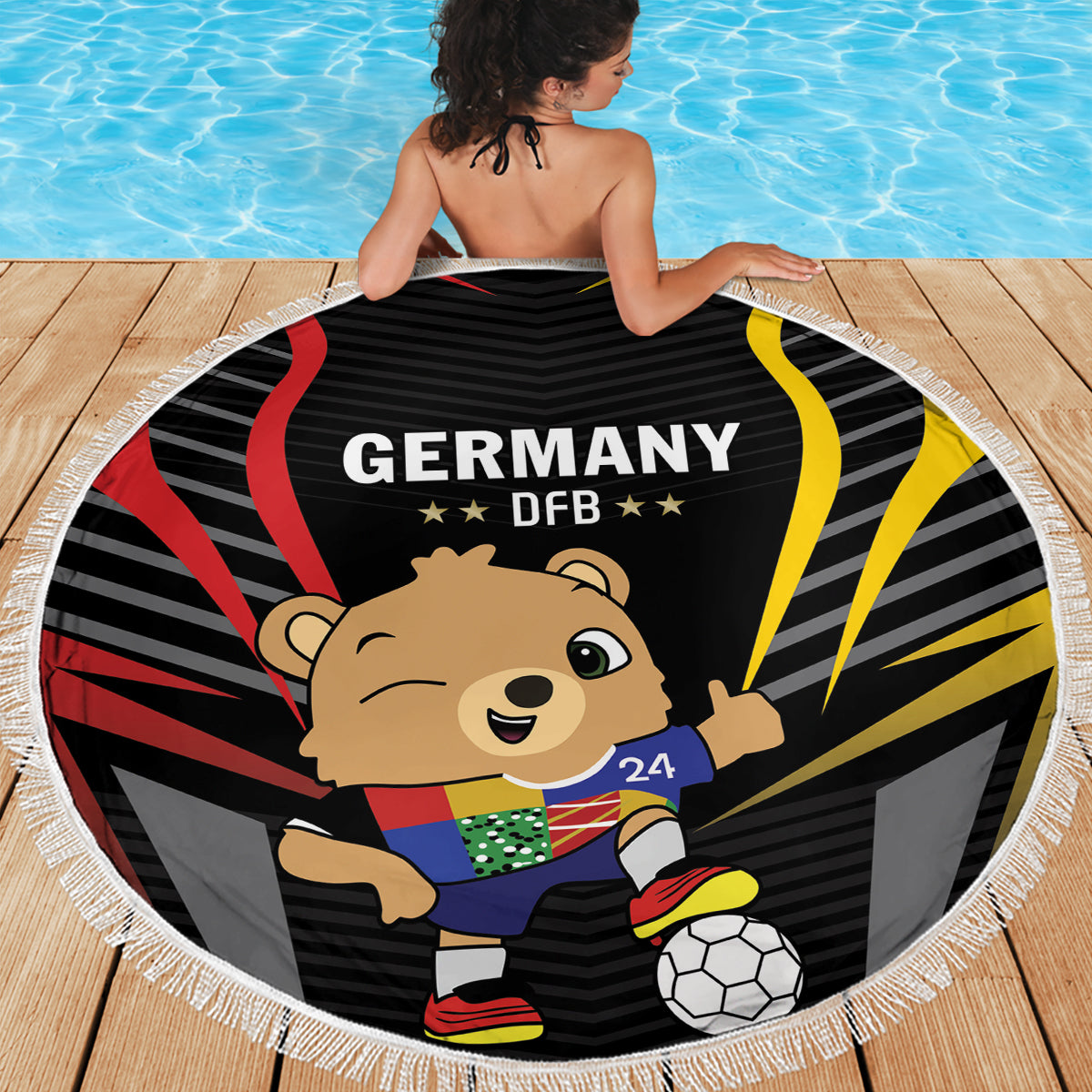 Germany 2024 Football Beach Blanket DFB Team Black Version - Wonder Print Shop