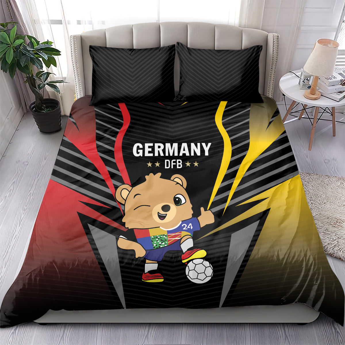 Germany 2024 Football Bedding Set DFB Team Black Version - Wonder Print Shop