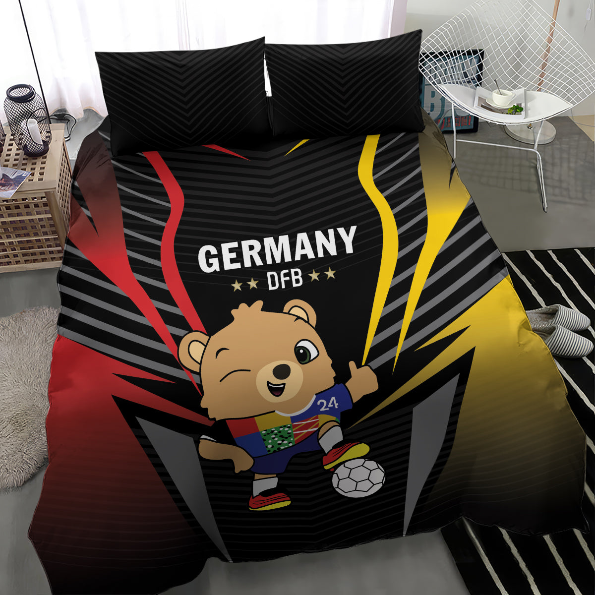 Germany 2024 Football Bedding Set DFB Team Black Version - Wonder Print Shop