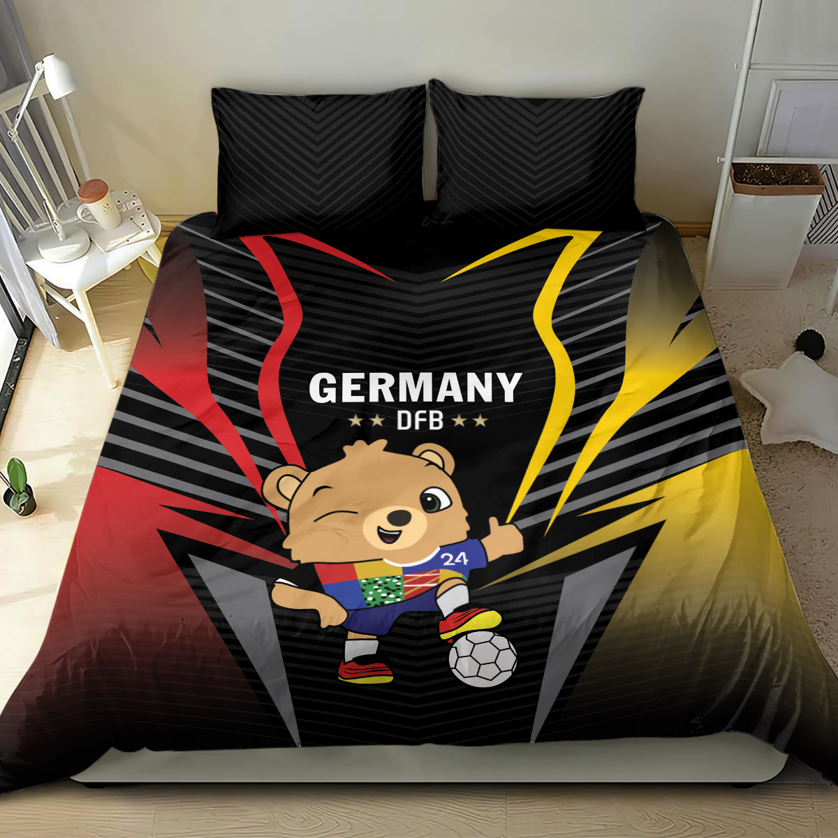 Germany 2024 Football Bedding Set DFB Team Black Version - Wonder Print Shop