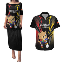 Personalized Germany 2024 Football Couples Matching Puletasi and Hawaiian Shirt DFB Team Black Version - Wonder Print Shop