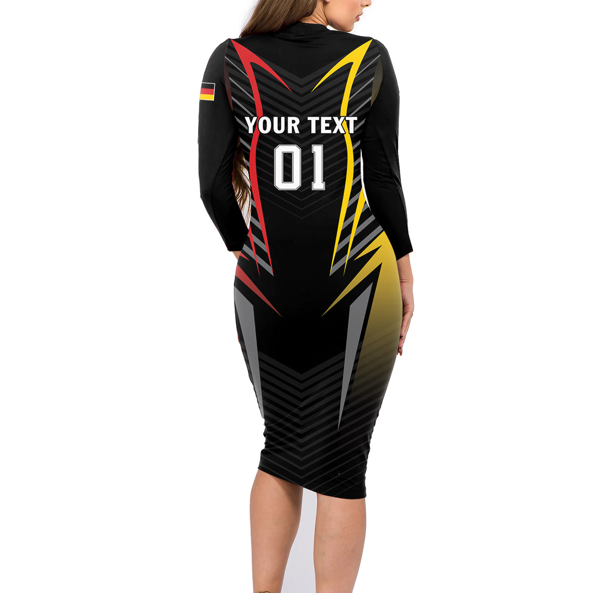Personalized Germany 2024 Football Family Matching Long Sleeve Bodycon Dress and Hawaiian Shirt DFB Team Black Version - Wonder Print Shop