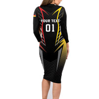 Personalized Germany 2024 Football Family Matching Long Sleeve Bodycon Dress and Hawaiian Shirt DFB Team Black Version - Wonder Print Shop