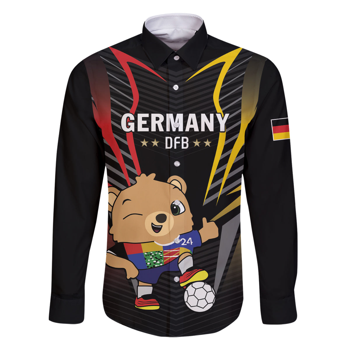 Personalized Germany 2024 Football Family Matching Off Shoulder Short Dress and Hawaiian Shirt DFB Team Black Version - Wonder Print Shop