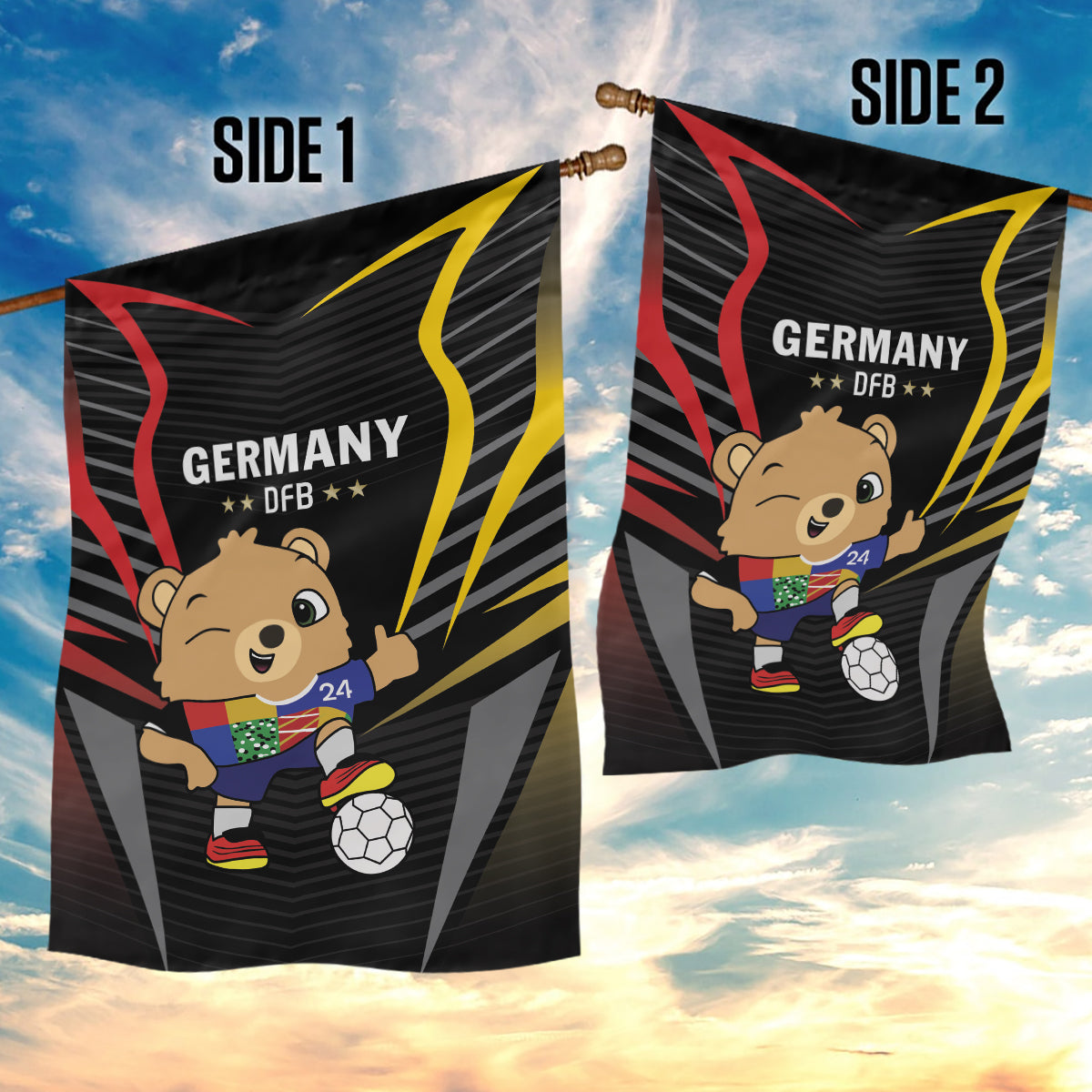 Germany 2024 Football Garden Flag DFB Team Black Version - Wonder Print Shop