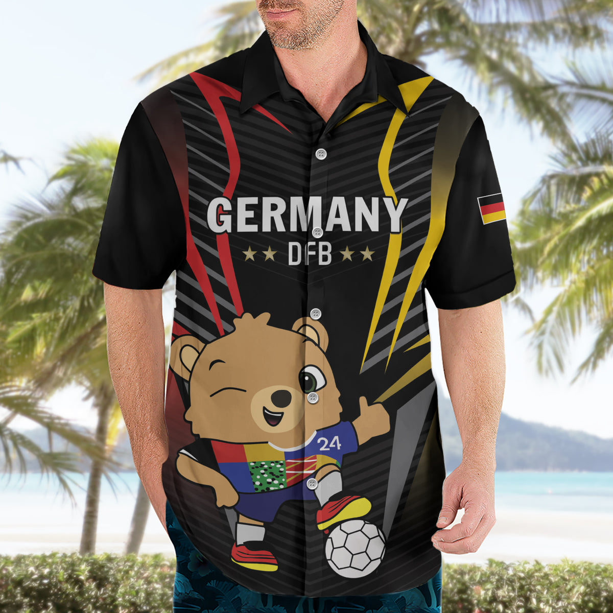 Personalized Germany 2024 Football Hawaiian Shirt DFB Team Black Version - Wonder Print Shop