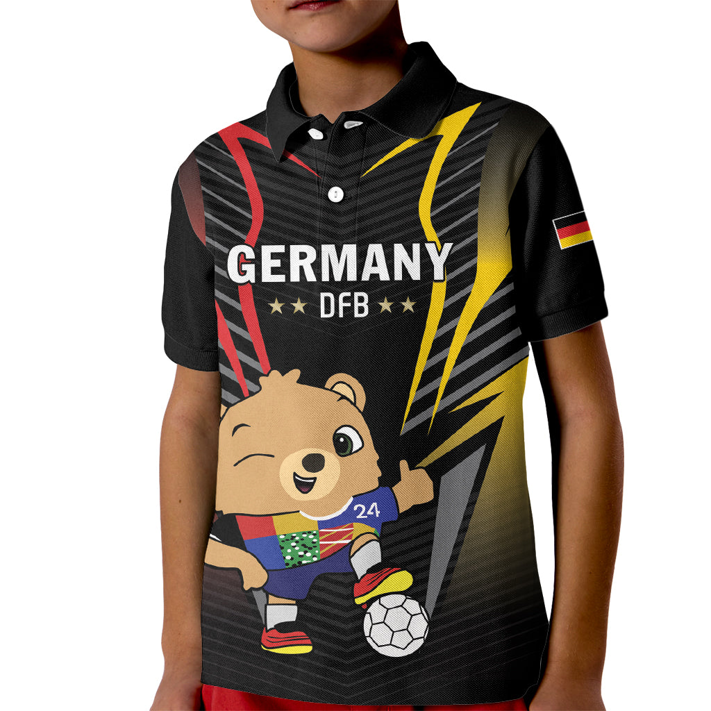 Personalized Germany 2024 Football Kid Polo Shirt DFB Team Black Version - Wonder Print Shop