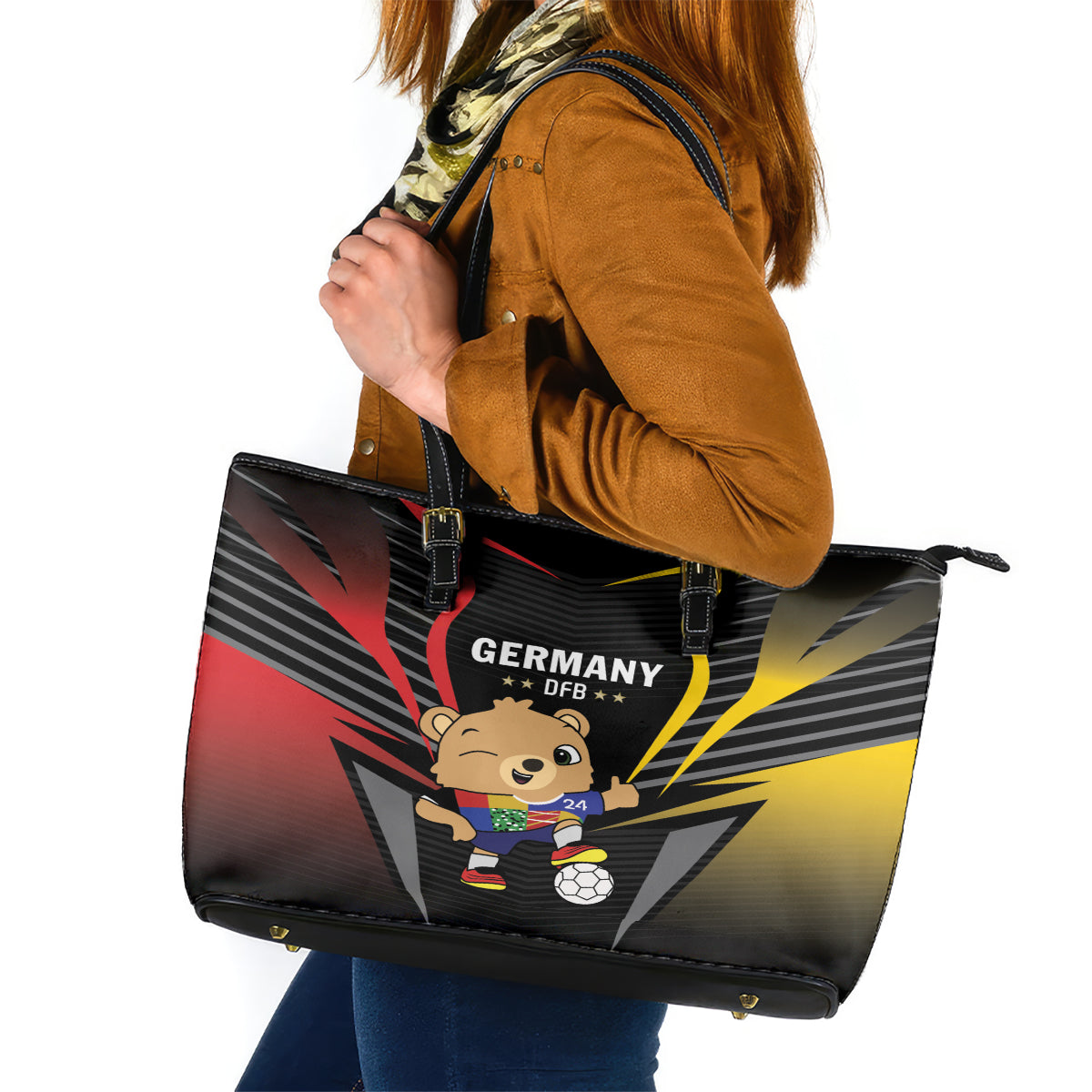 Germany 2024 Football Leather Tote Bag DFB Team Black Version