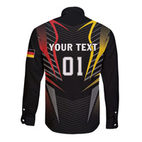 Personalized Germany 2024 Football Long Sleeve Button Shirt DFB Team Black Version - Wonder Print Shop